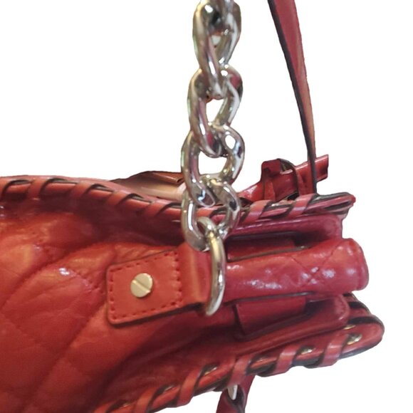 Micheal Kors LE Large Hamilton Chilli Red Hippie Grommet Leather Tote EUC - Picture 5 of 13